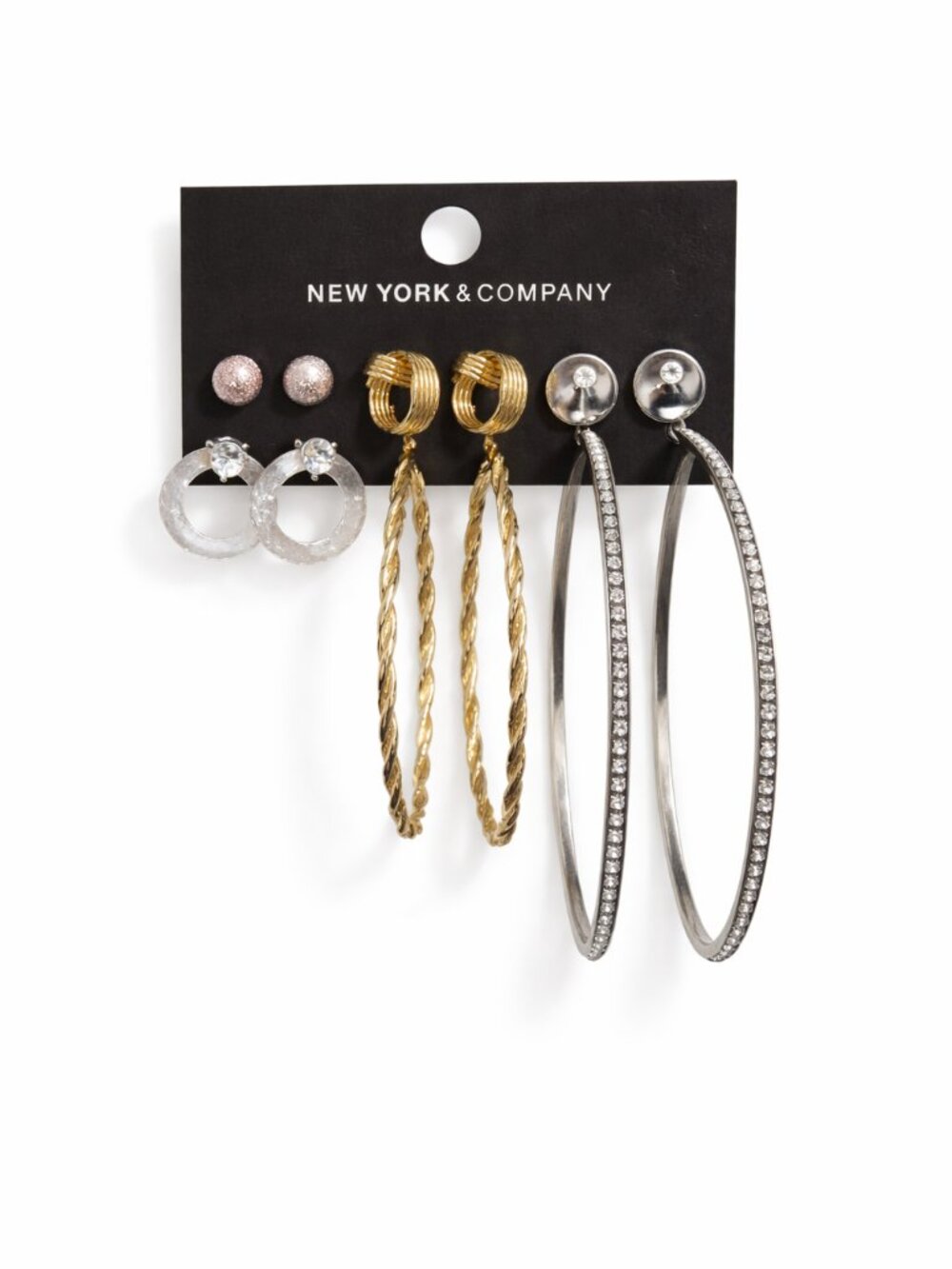 New York & Company Women's Womens 3 Stud & 3 Hoop Earrings 6 Pair NWT